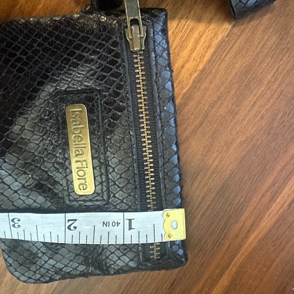 Isabella Fiore Black Snake-Embossed Evening Bag + Matching Pouch - Picture 13 of 13